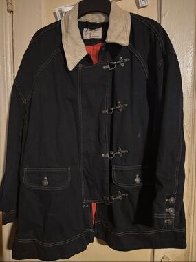 Women’s Free People Contrast Collar - Classic Toggle Front Jacket medium weight